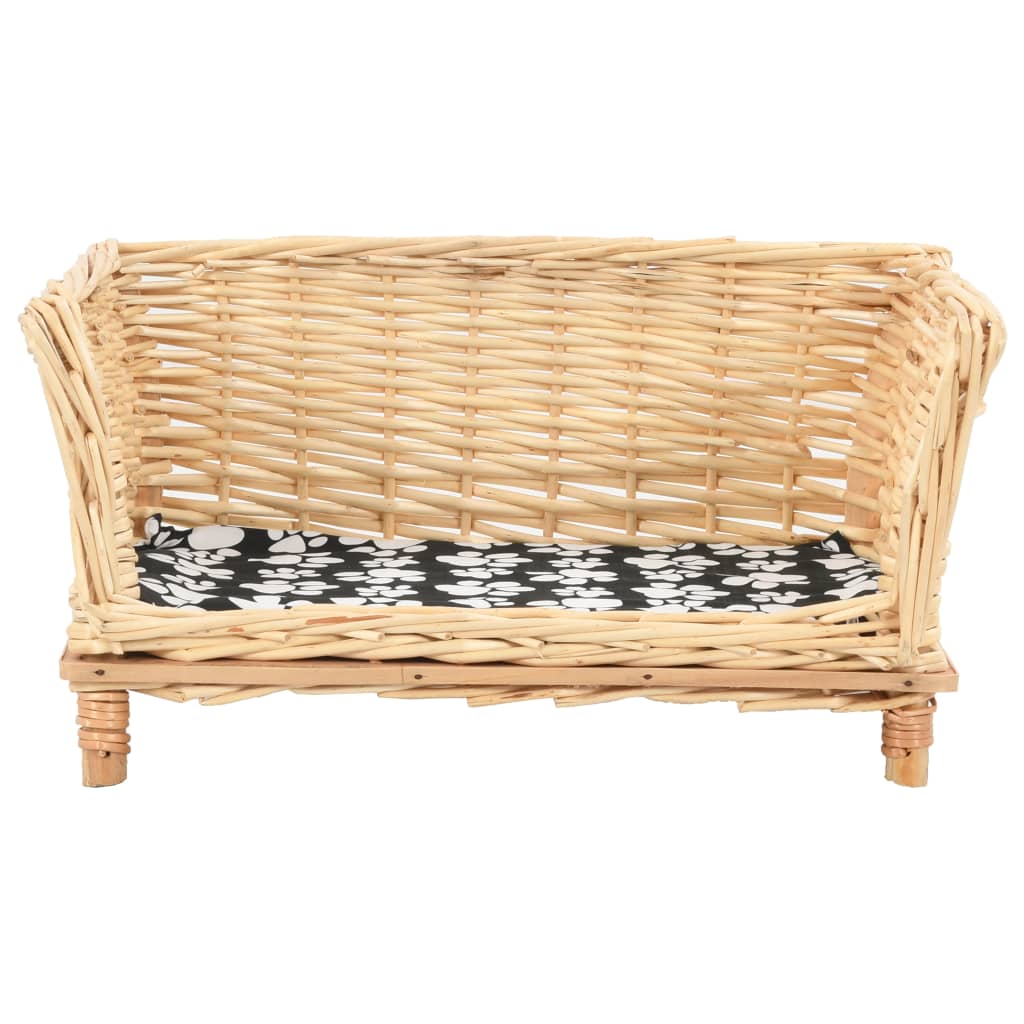 Dog basket with cushion 50x33x30 cm natural willow