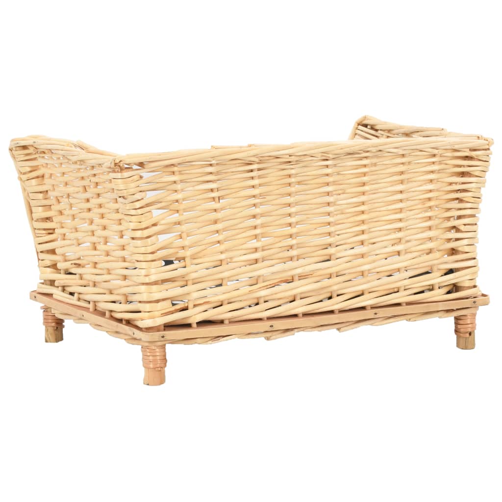 Dog basket with cushion 50x33x30 cm natural willow