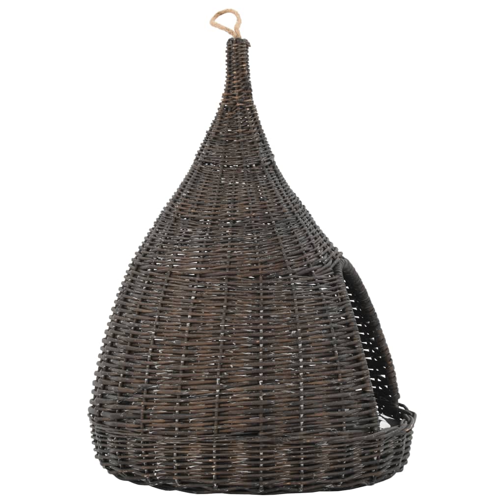 Cat house with cushion grey 40x60 cm natural willow teepee