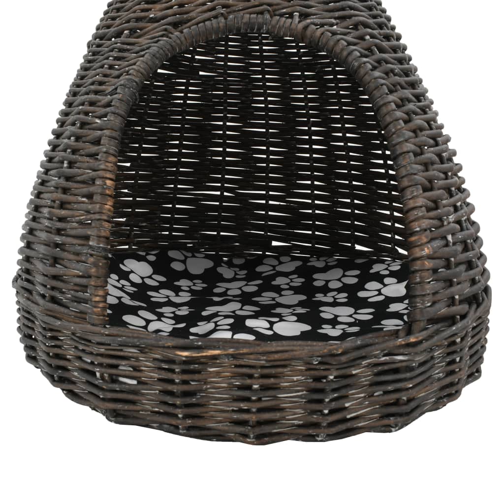 Cat house with cushion grey 40x60 cm natural willow teepee