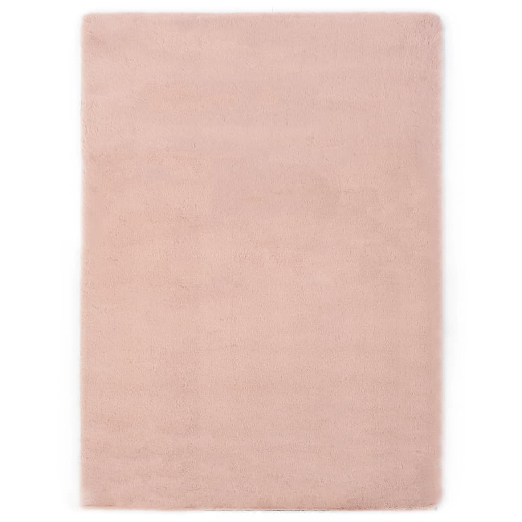 Teppich 120 x 160 cm Kunstkaninchenfell Altrosa