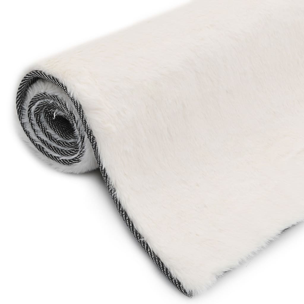 Teppich 160×230 cm Kunstkaninchenfell Creme