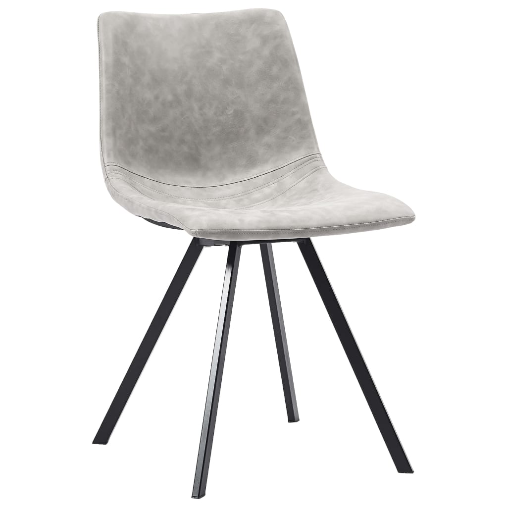 Chaises de salle à manger, lot de 4, en similicuir gris clair