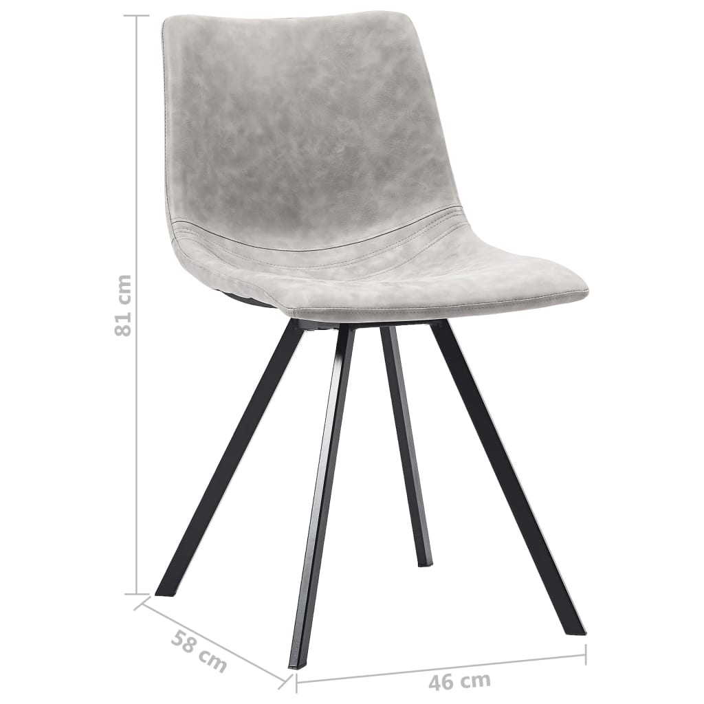 Chaises de salle à manger, lot de 4, en similicuir gris clair