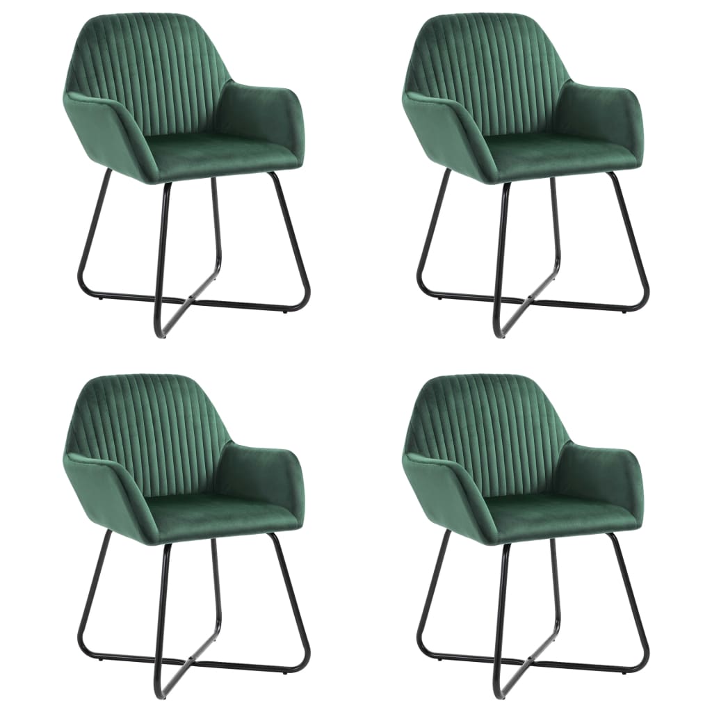 Chaises de salle à manger, lot de 4, velours vert