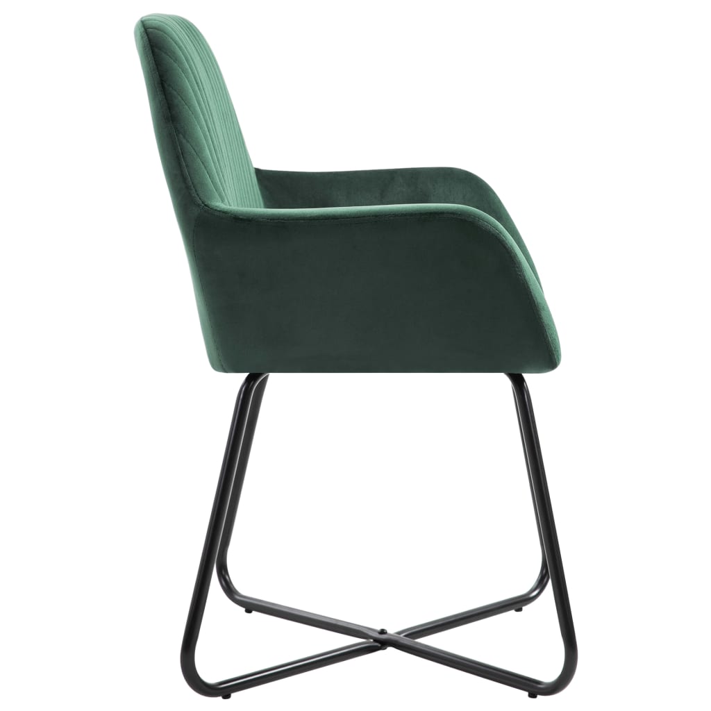 Chaises de salle à manger, lot de 4, velours vert