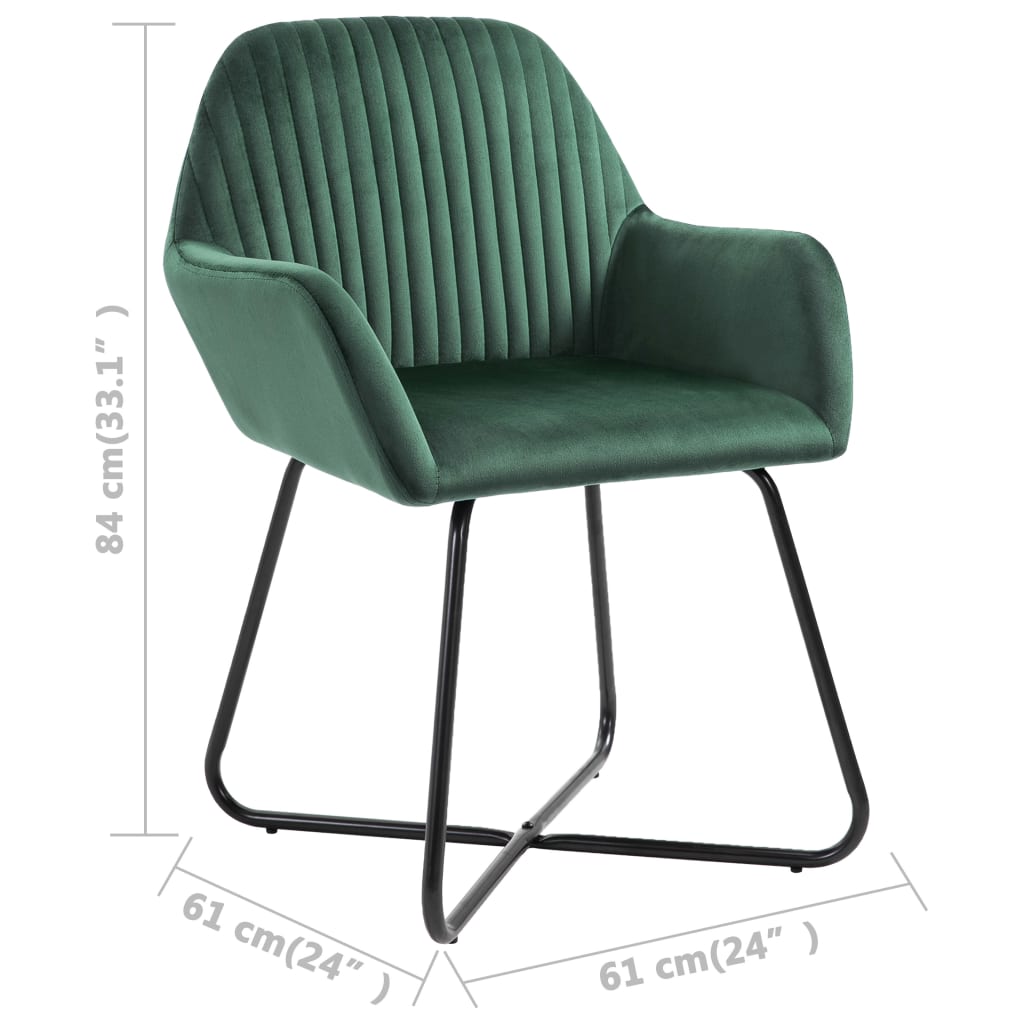 Chaises de salle à manger, lot de 4, velours vert