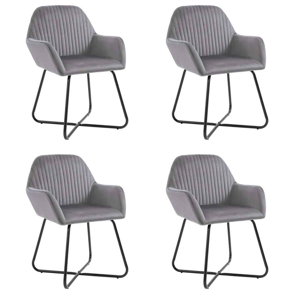 Chaises de salle à manger, lot de 4, velours gris