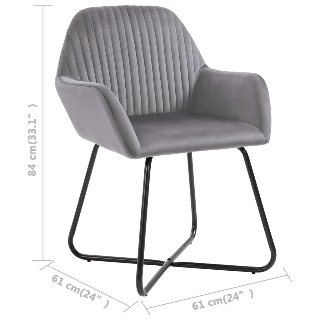 Chaises de salle à manger, lot de 4, velours gris