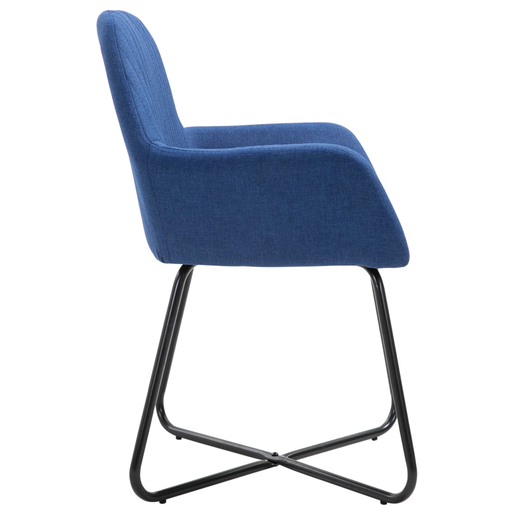 Chaises de salle à manger, 4 pièces, tissu bleu