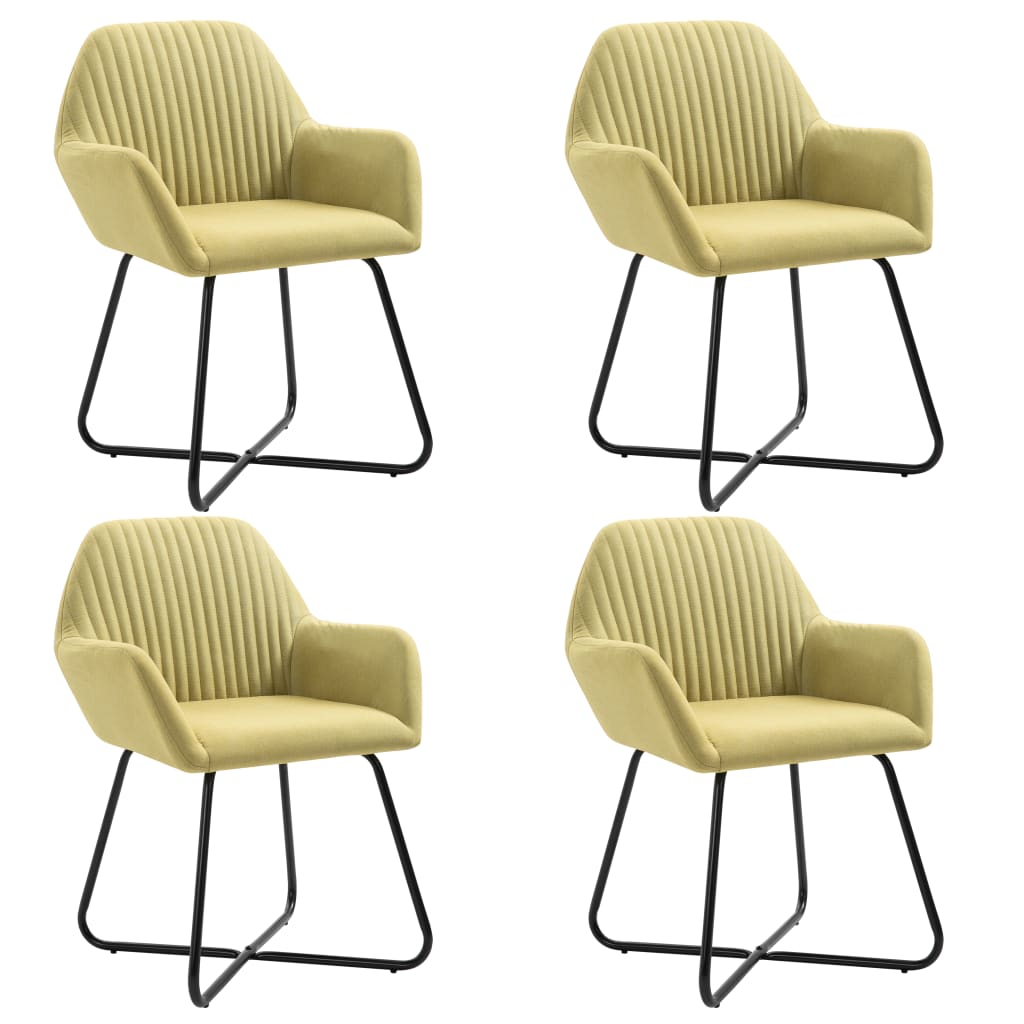 Chaises de salle à manger, 4 pièces, tissu vert