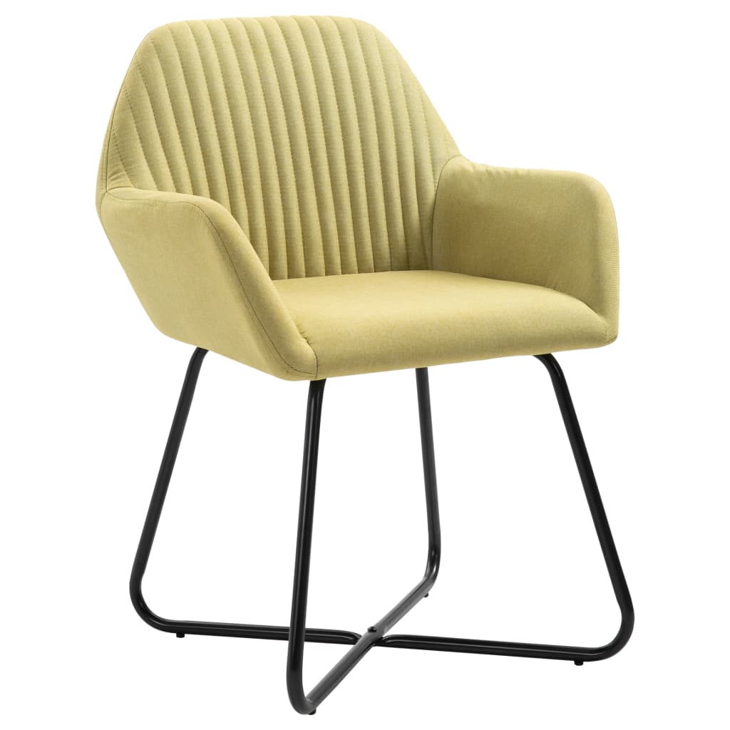 Chaises de salle à manger, 4 pièces, tissu vert
