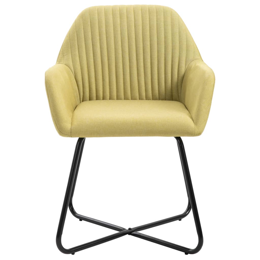 Chaises de salle à manger, 4 pièces, tissu vert