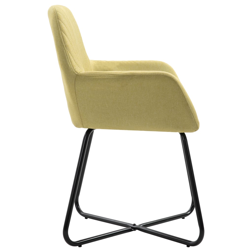 Chaises de salle à manger, 4 pièces, tissu vert