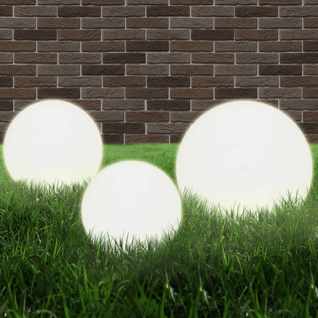 Lot de 6 lampes de jardin à LED sphériques 20/30/40 cm PMMA