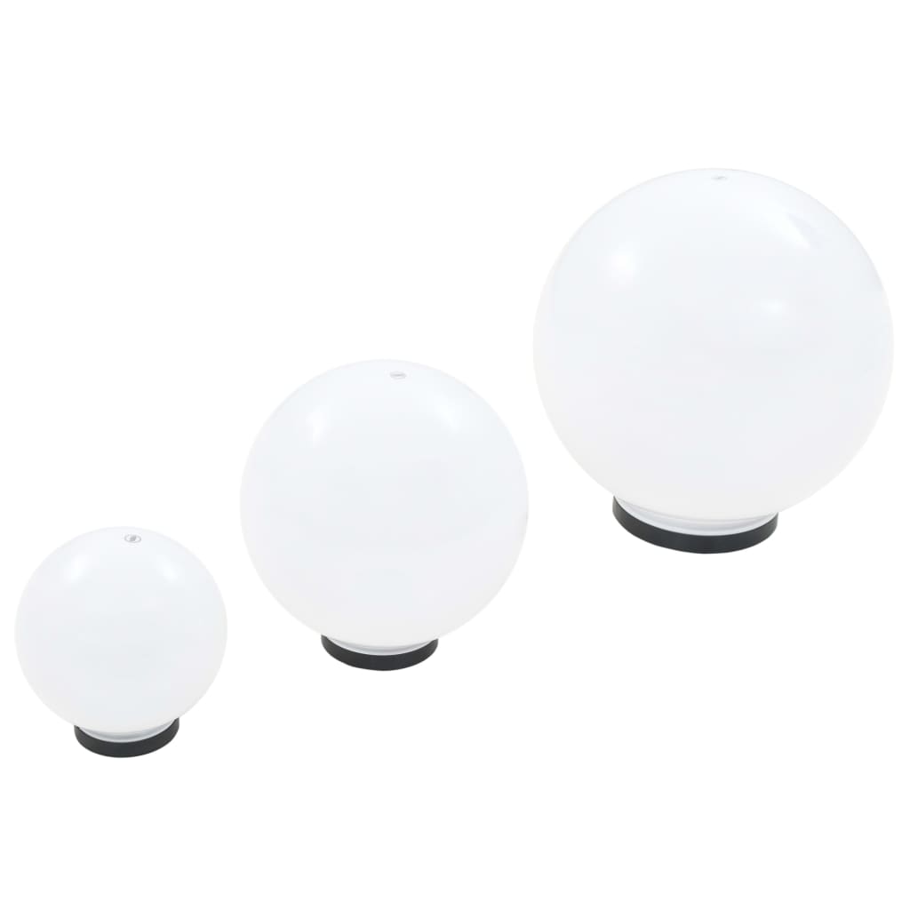 Lot de 6 lampes de jardin à LED sphériques 20/30/40 cm PMMA
