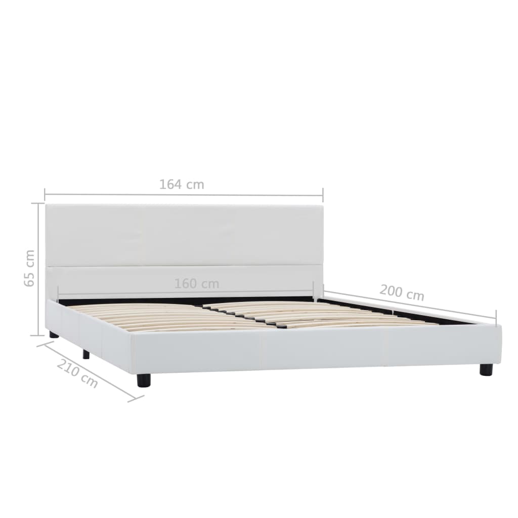 Bettgestell Weiß Kunstleder 160x200 cm