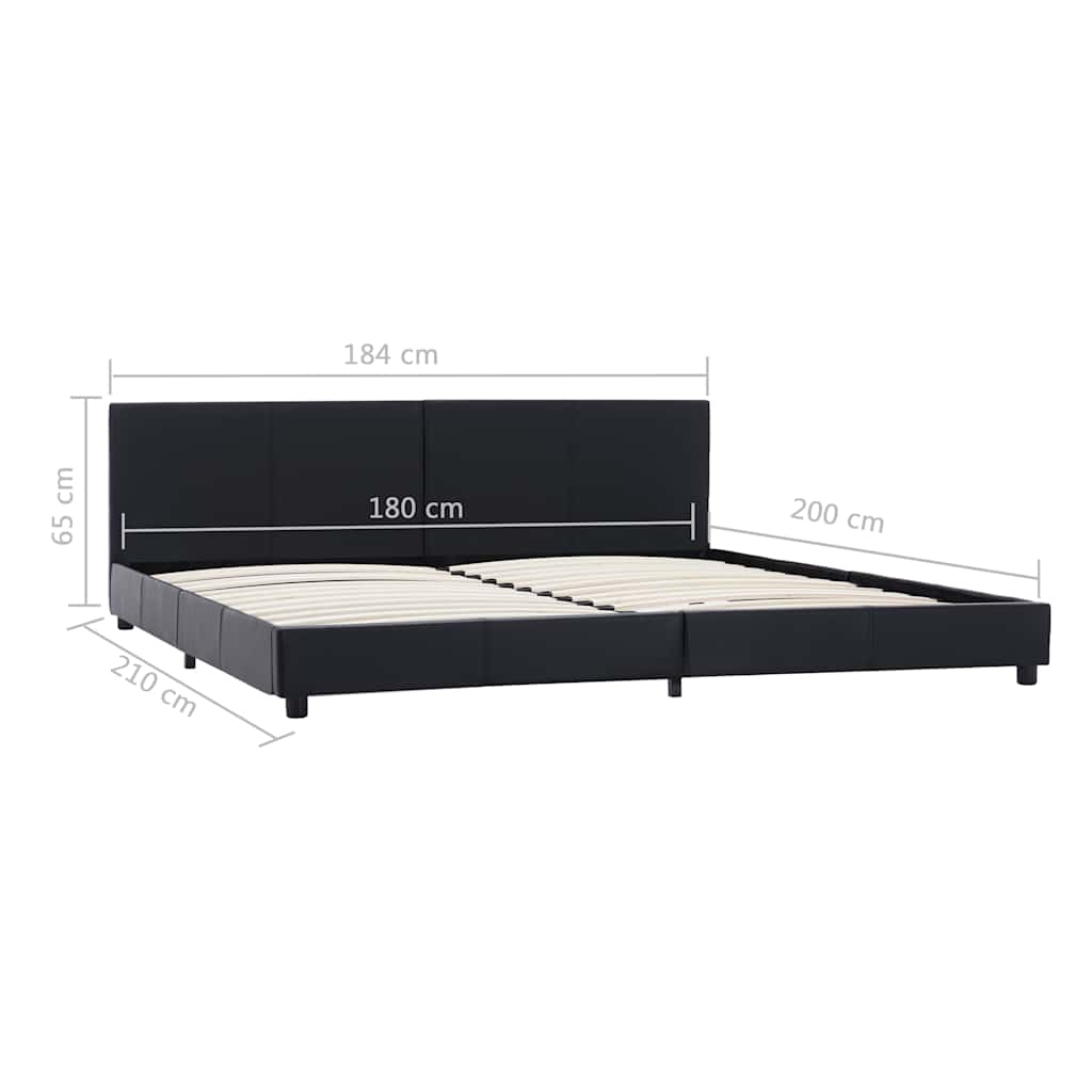 Bettgestell Schwarz Kunstleder 180x200 cm