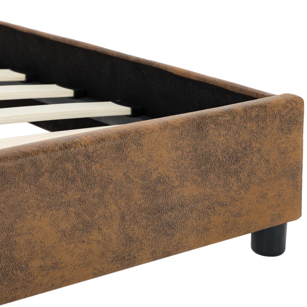 Bettgestell Braun Wildleder-Optik 180 × 200 cm