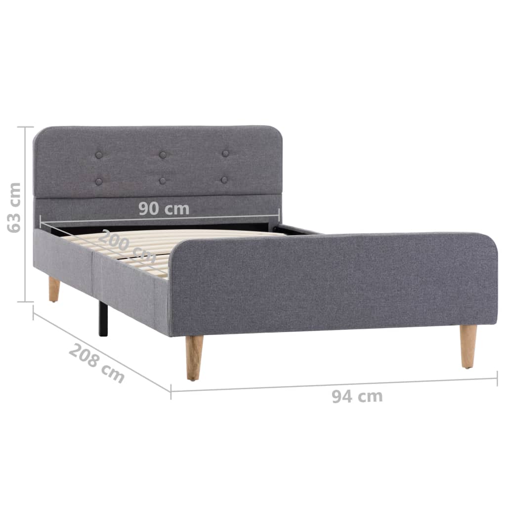 Bettgestell Hellgrau Stoff 90x200 cm