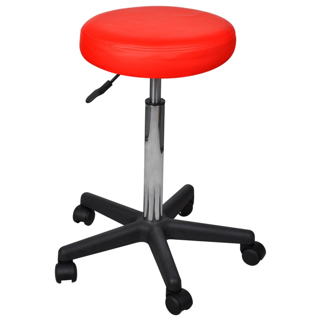 Tabouret de bureau, lot de 2, rouge, 35,5 x 84 cm, cuir synthétique
