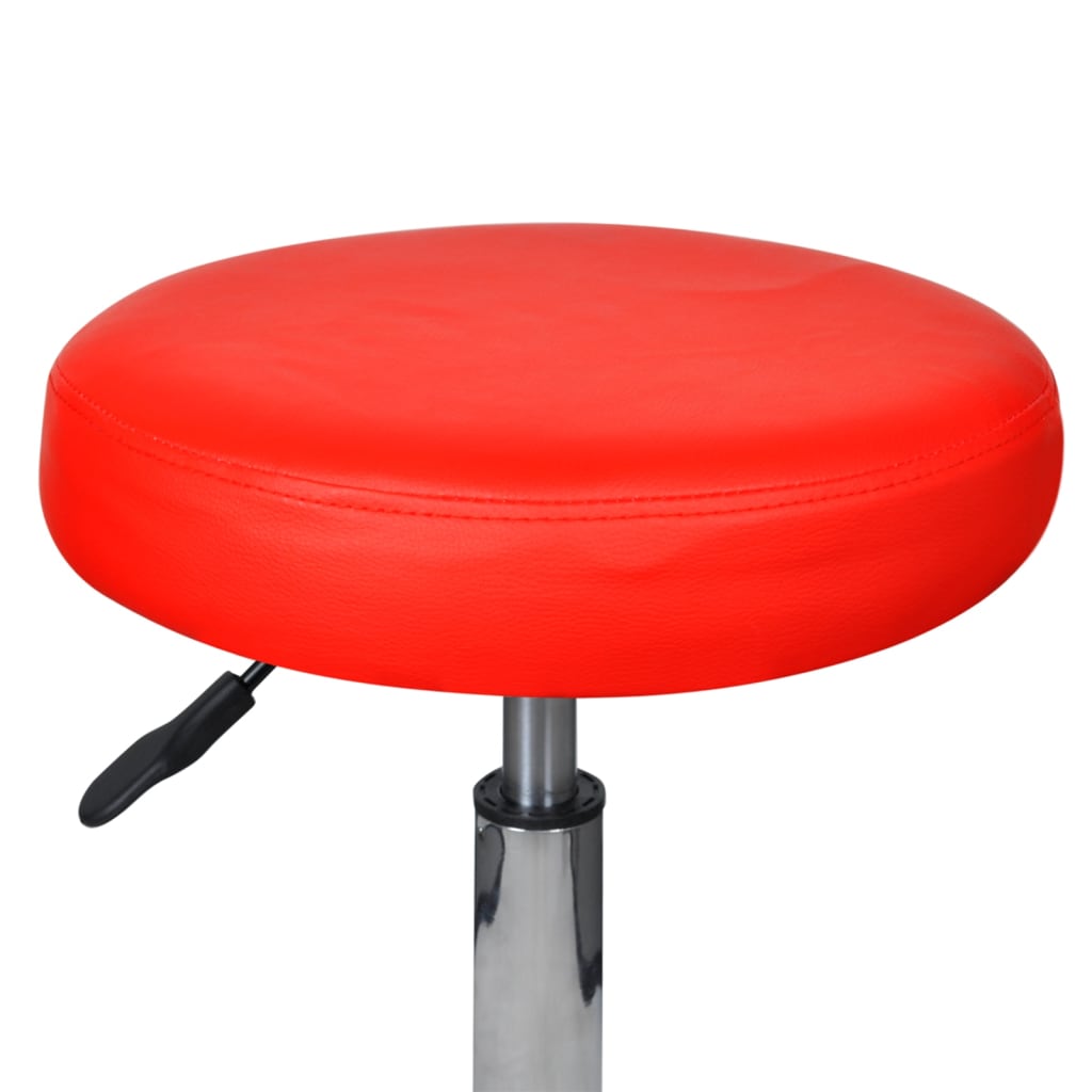 Tabouret de bureau, lot de 2, rouge, 35,5 x 84 cm, cuir synthétique