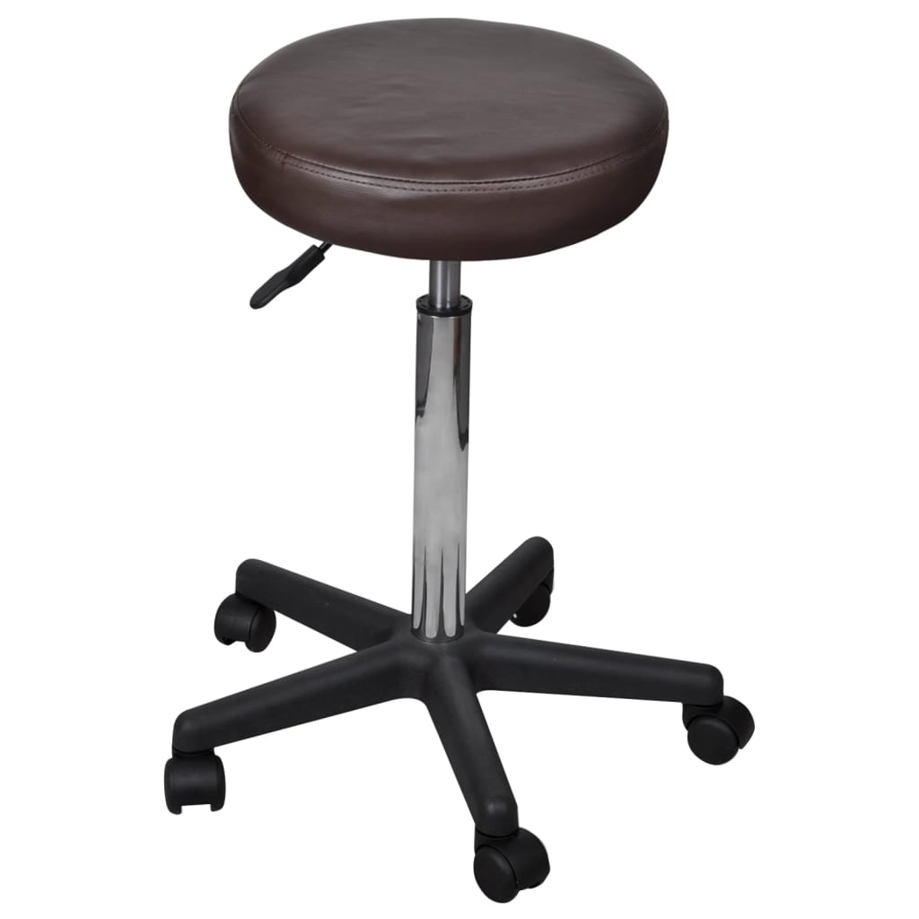 Tabourets de bureau, lot de 2, cuir synthétique marron, 35,5 x 84 cm