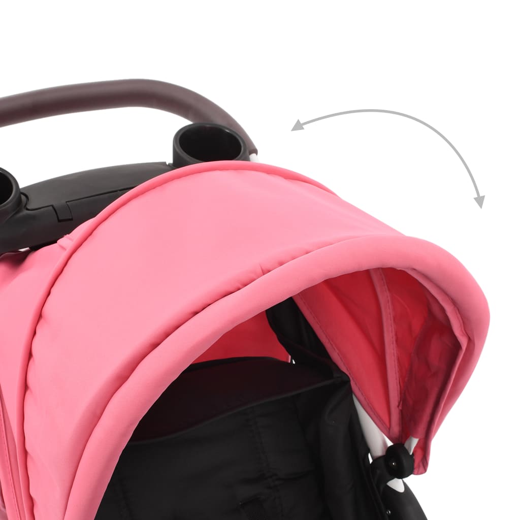 3-Rad-Kinderwagen Rosa und Schwarz