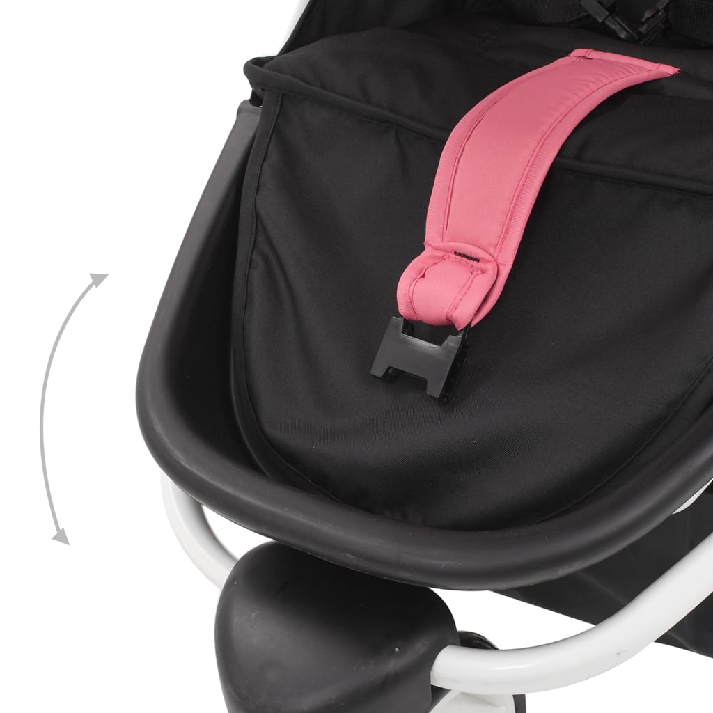 3-Rad-Kinderwagen Rosa und Schwarz