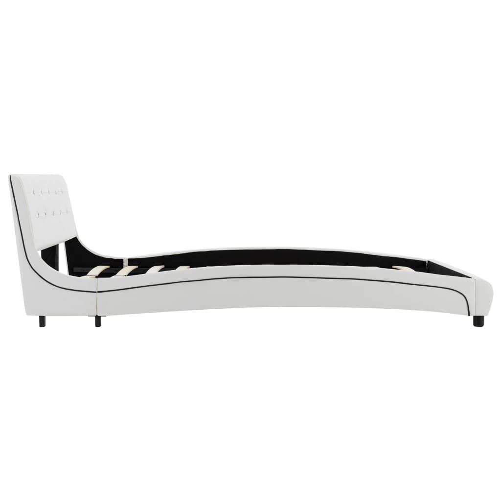 Bed with memory foam mattress white faux leather 140x200 cm