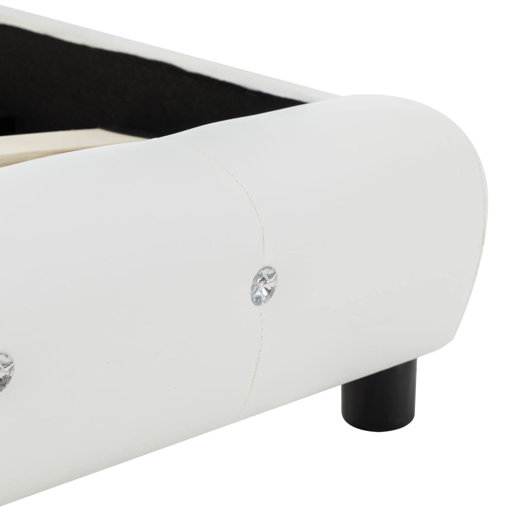 Bed with memory foam mattress white faux leather 140x200 cm
