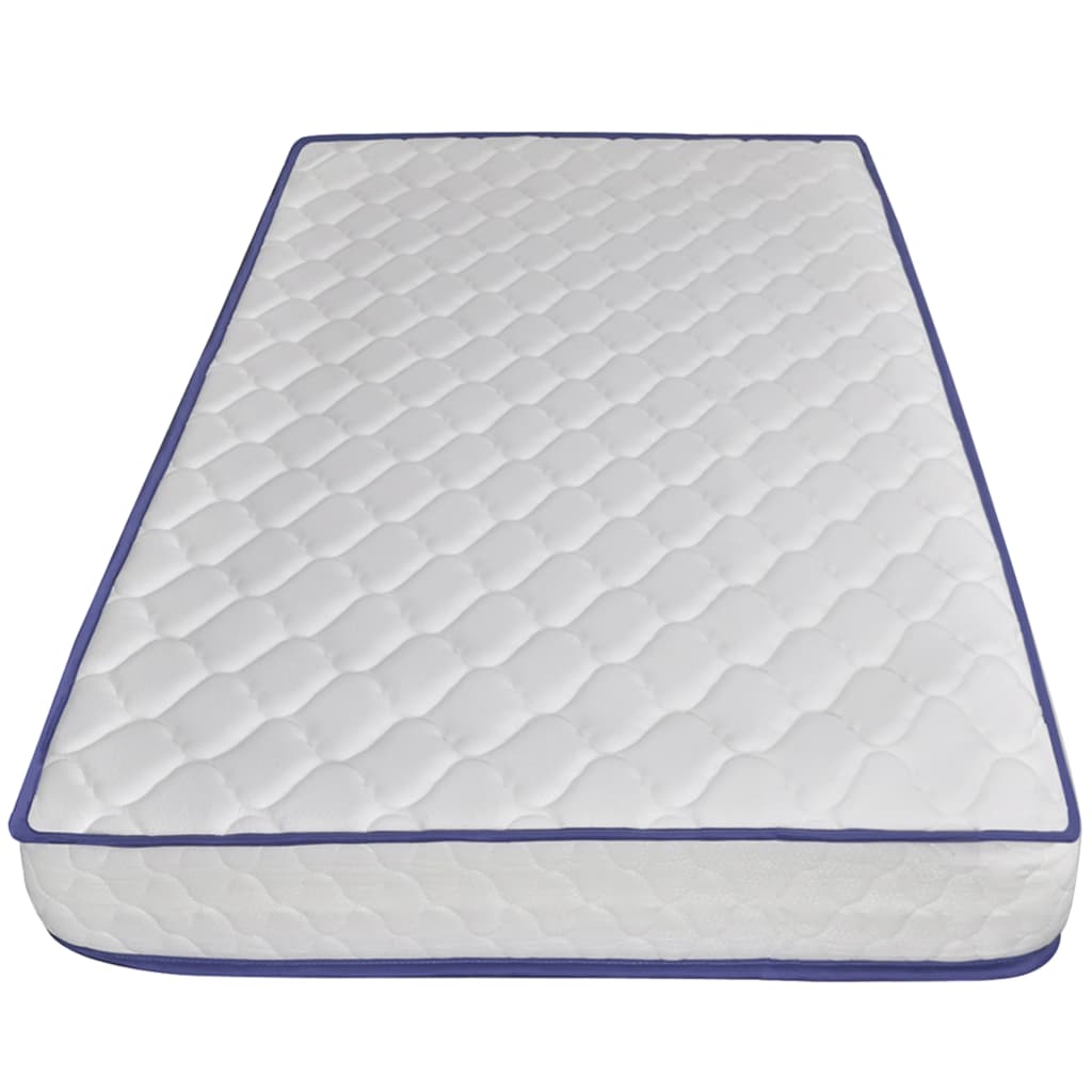 Bed with memory foam mattress white faux leather 140x200 cm