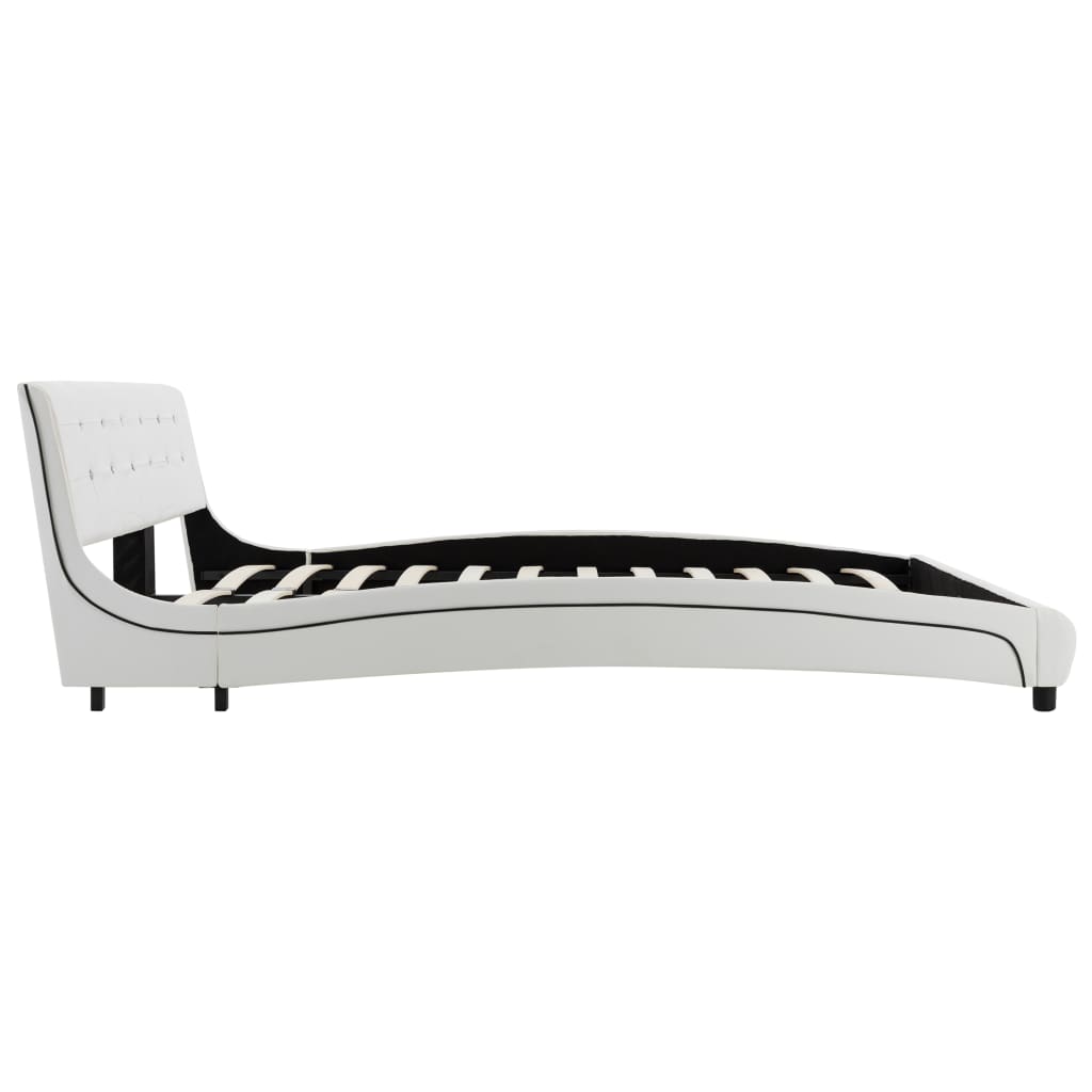 Bed with memory foam mattress white faux leather 160x200cm