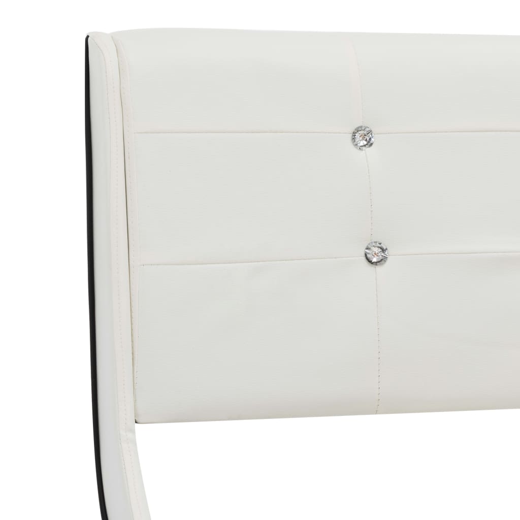 Bed with memory foam mattress white faux leather 160x200cm