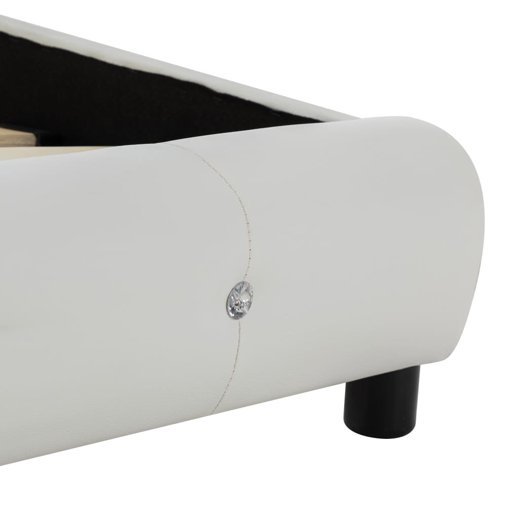 Bed with memory foam mattress white faux leather 160x200cm