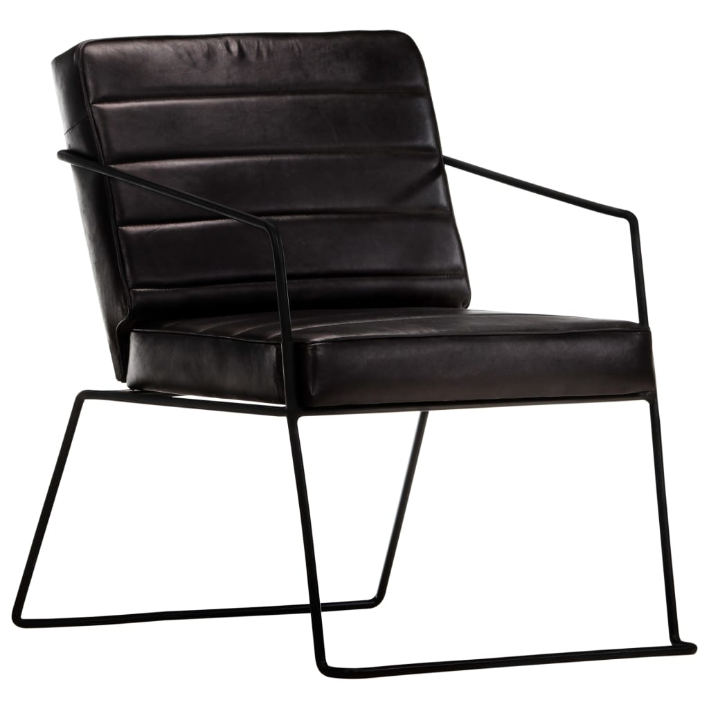 Fauteuil en cuir véritable noir