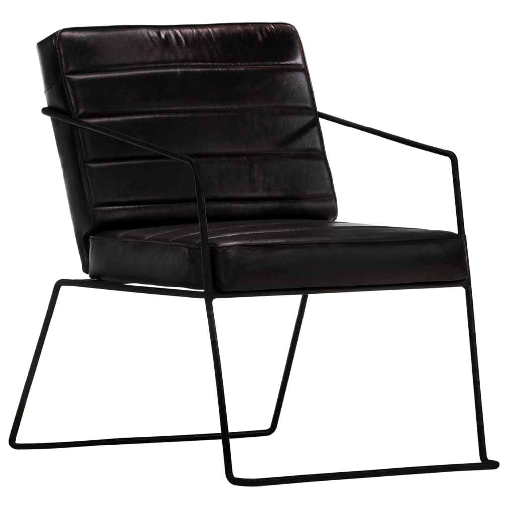 Fauteuil en cuir véritable noir
