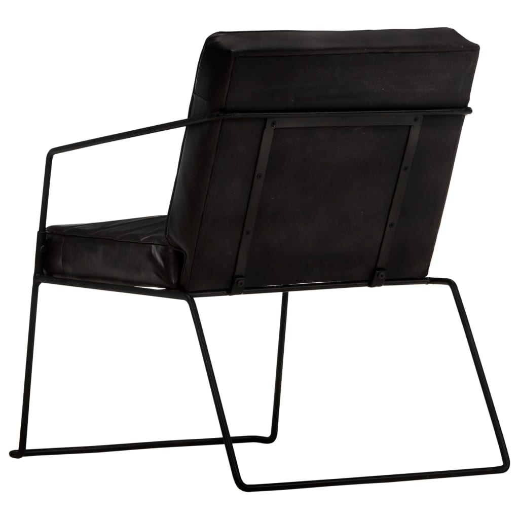 Fauteuil en cuir véritable noir