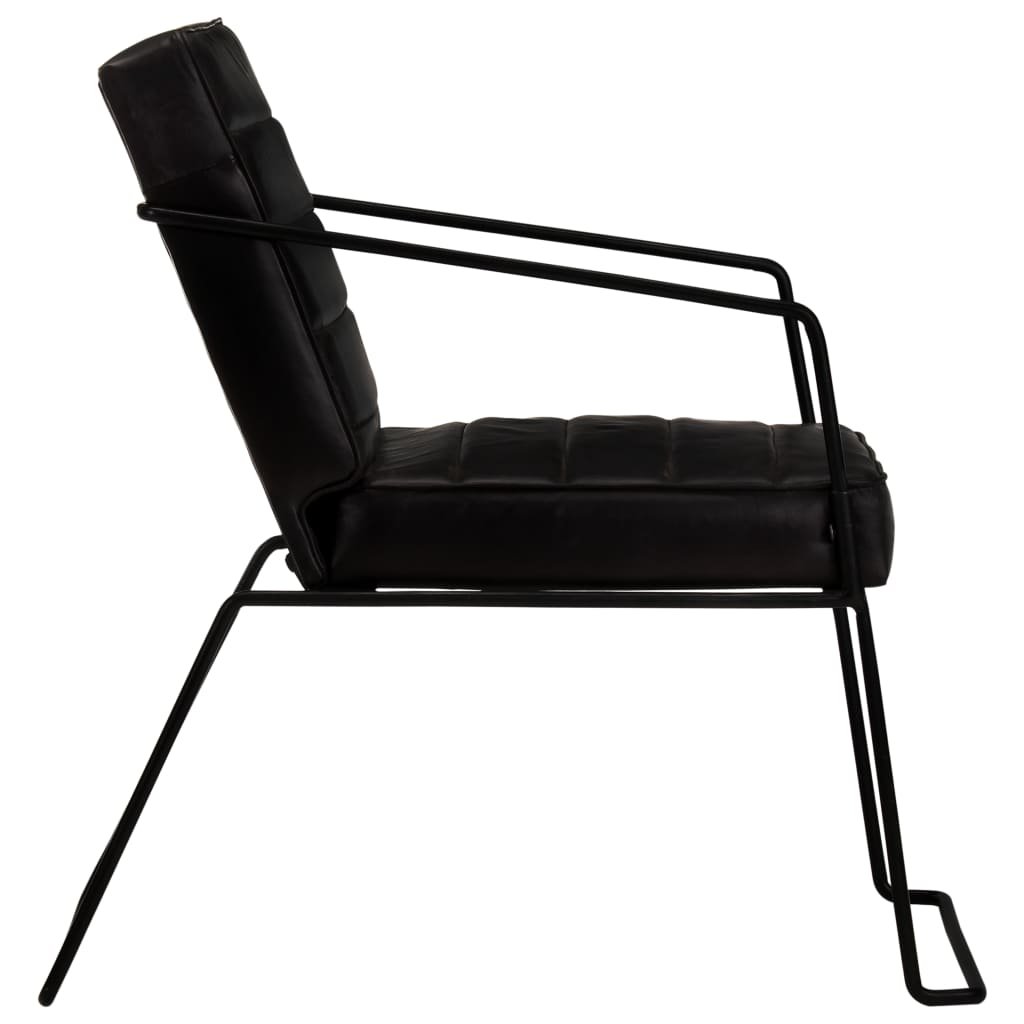 Fauteuil en cuir véritable noir