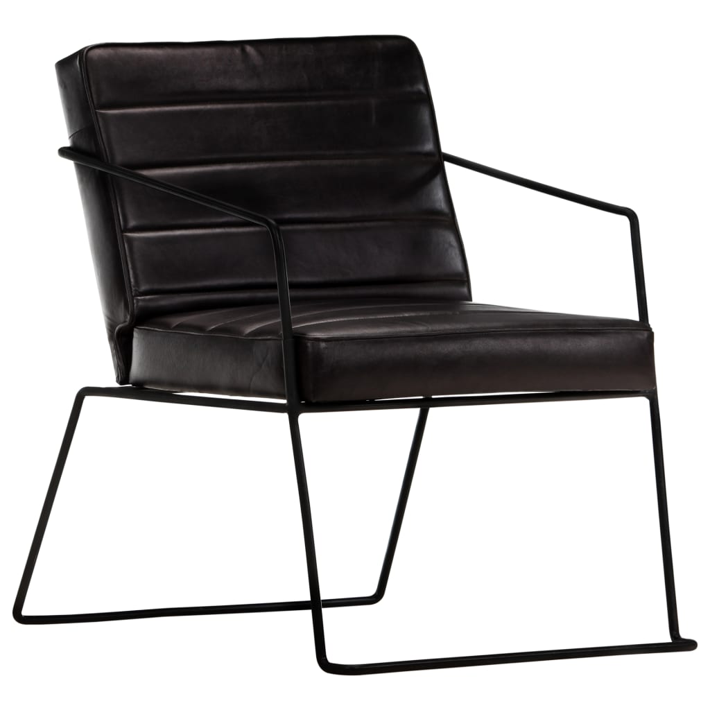 Fauteuil en cuir véritable noir