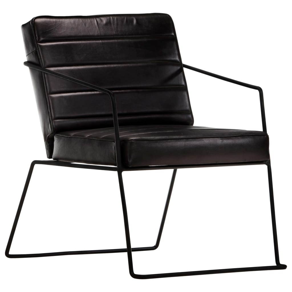 Fauteuil en cuir véritable noir