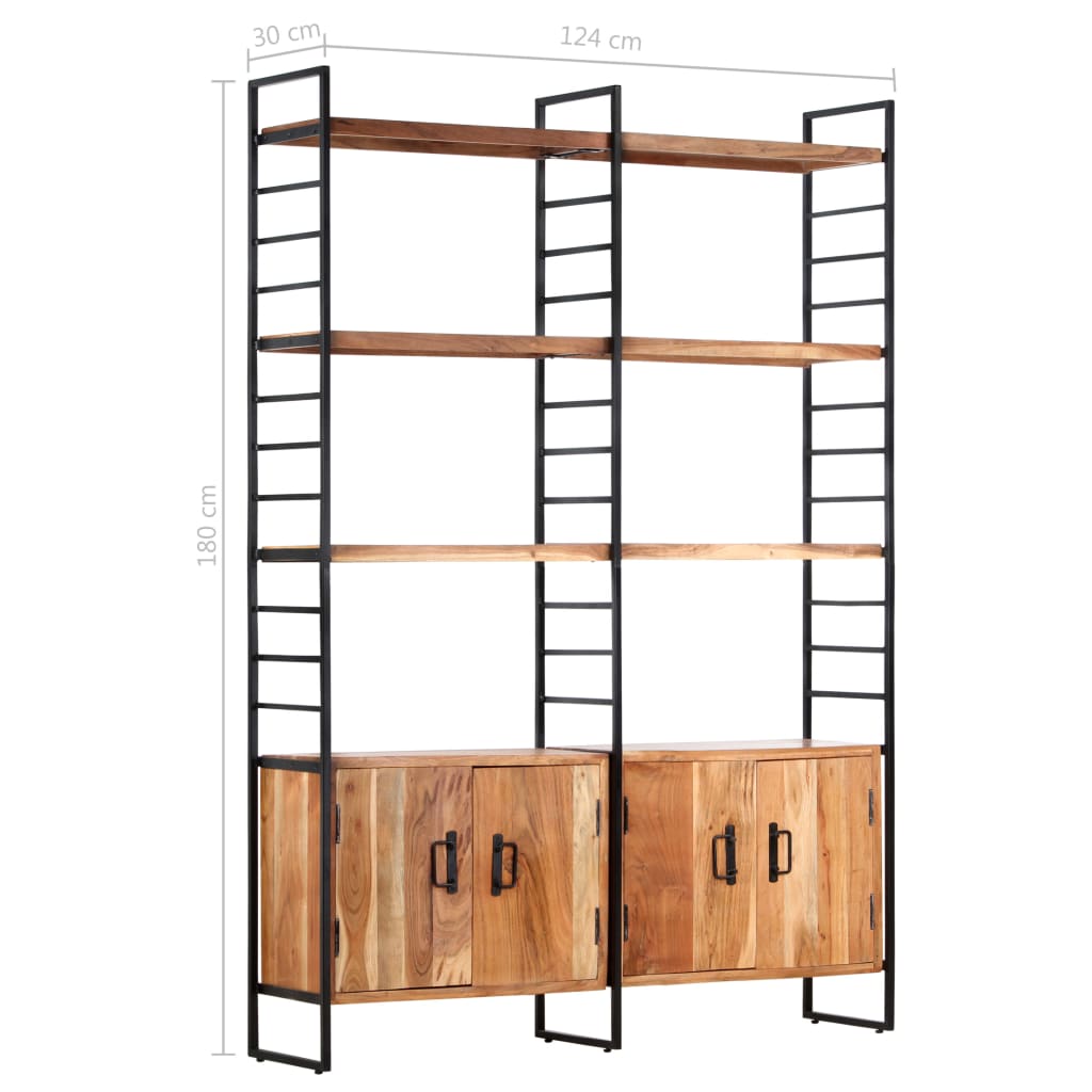 Bibliothèque 4 niveaux 124x30x180 cm en bois d'acacia massif