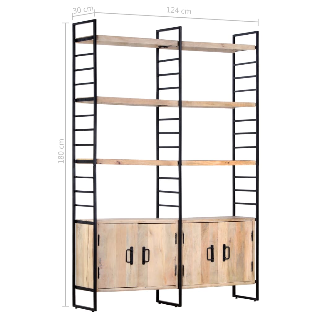 Bookcase 4 levels 124x30x180 cm mango solid wood