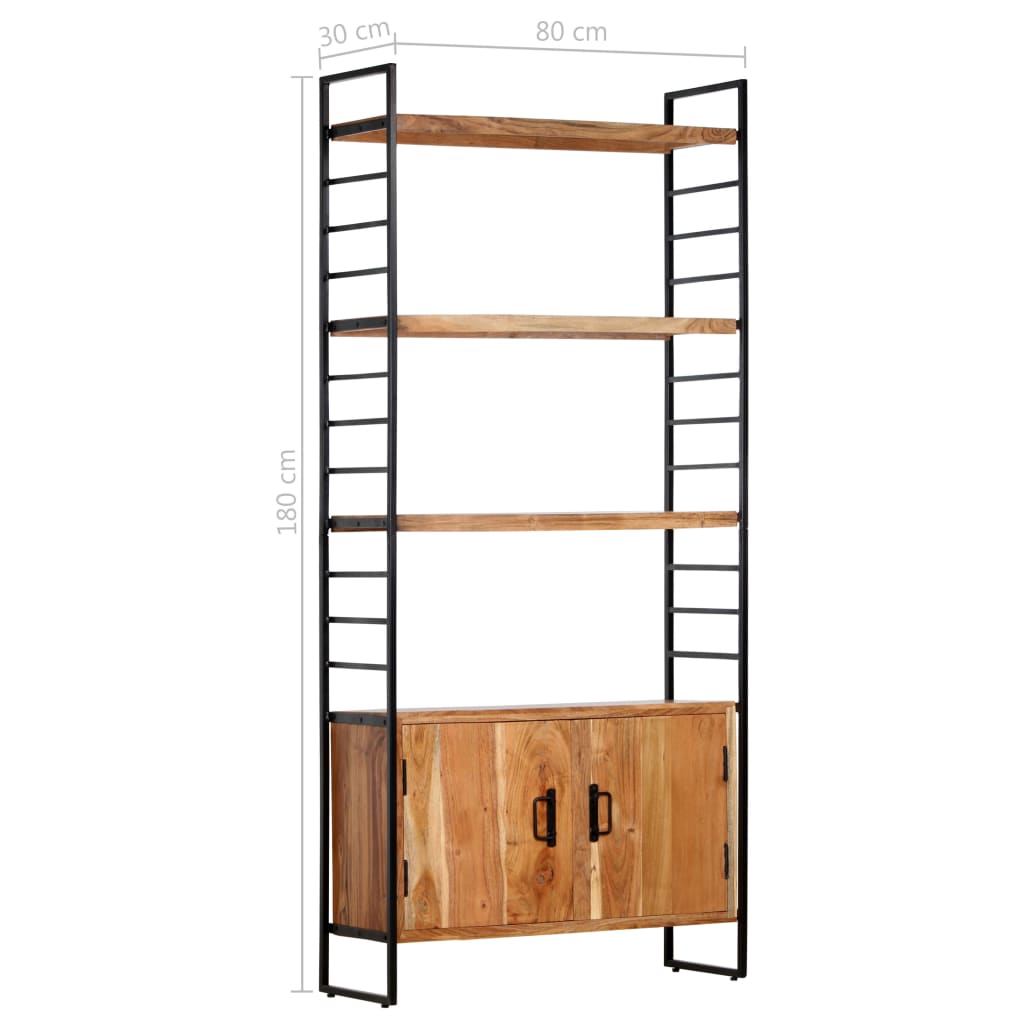 Bibliothèque 4 niveaux 80x30x180 cm en bois d'acacia massif