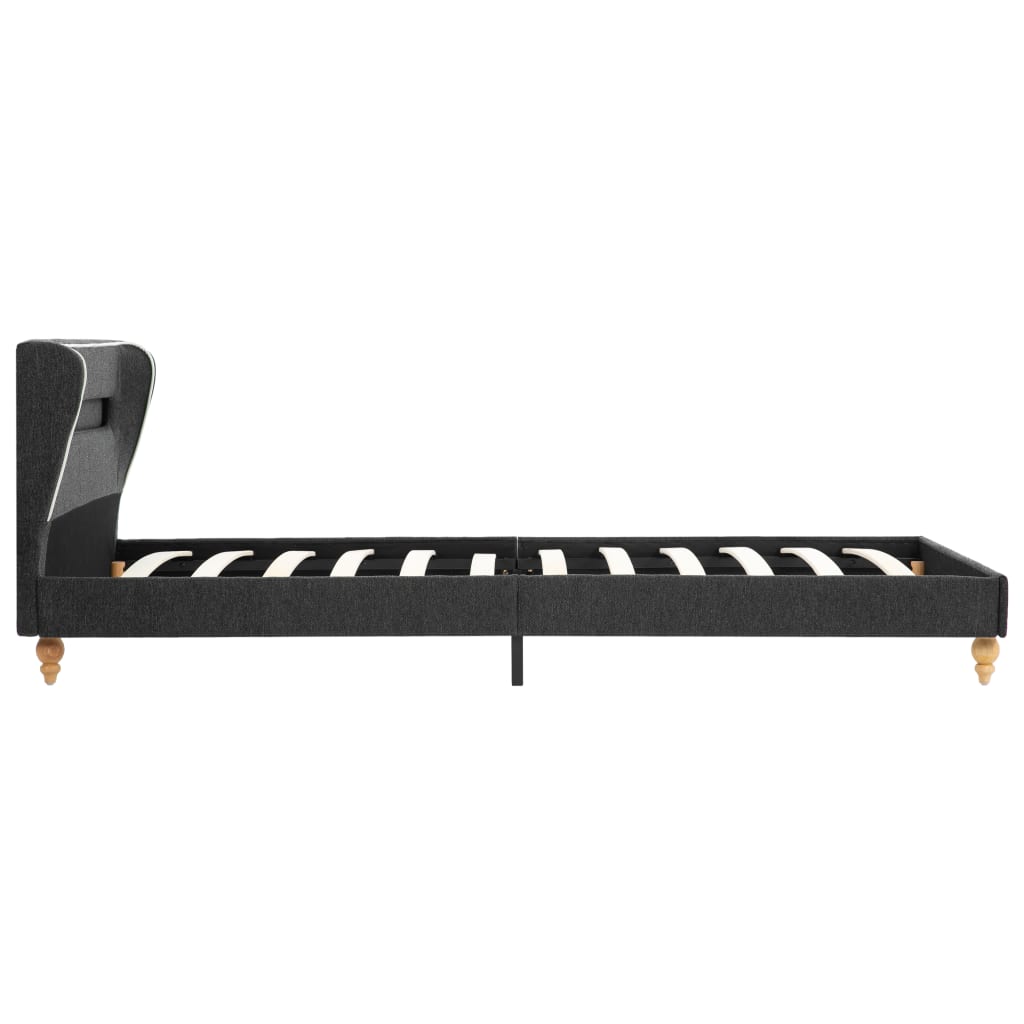 Bett mit LED und Matratze Dunkelgrau Sackleinen 90 x 200 cm
