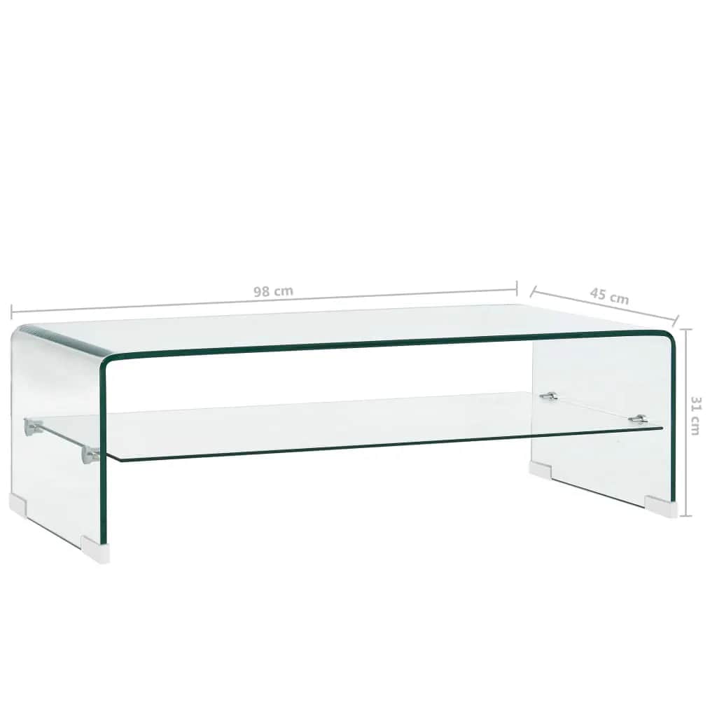 Couchtisch Transparent 98×45×31 cm Hartglas