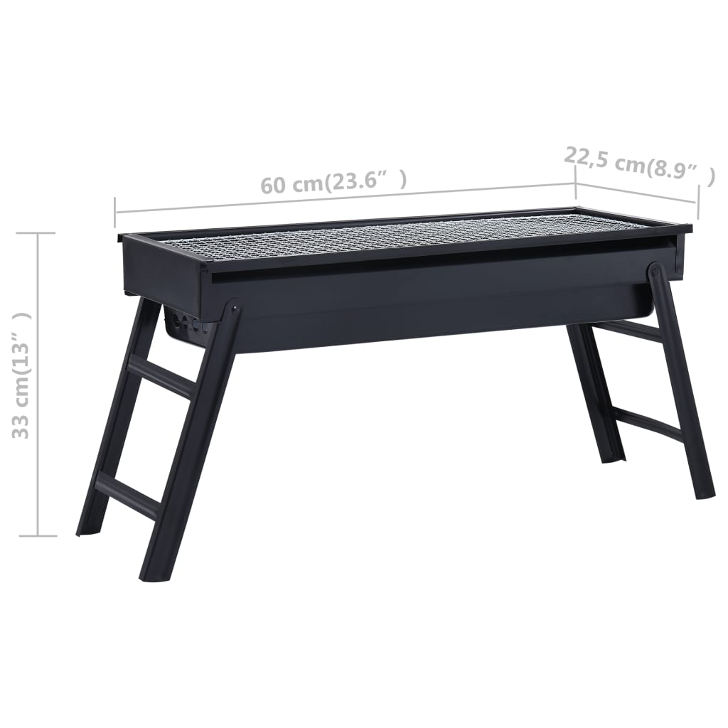 Grill de camping portable en acier 60×22,5×33 cm
