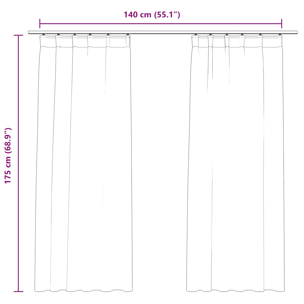 Verdunkelungsvorhänge Haken 2 Stk. Samt Antik-Rosa 140x175cm