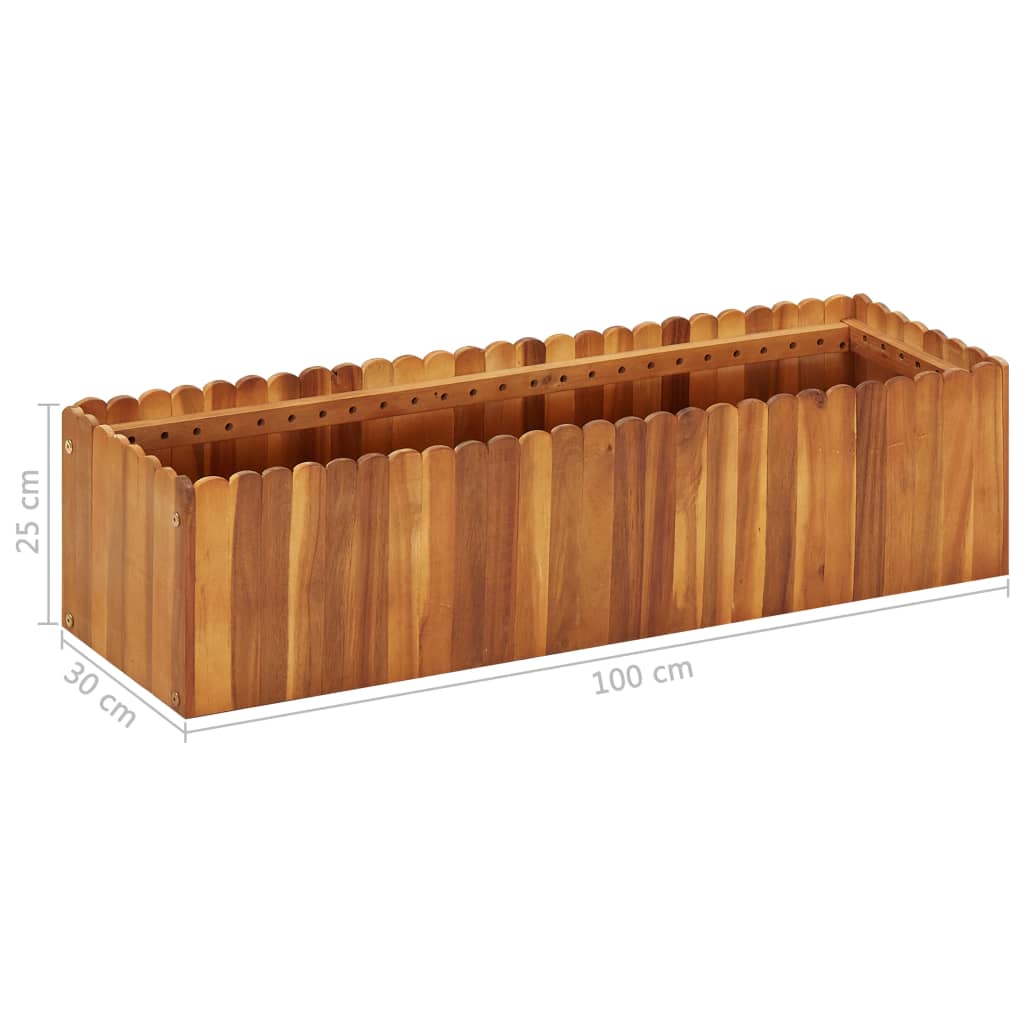 Garden raised bed 100 x 30 x 25 cm solid acacia wood