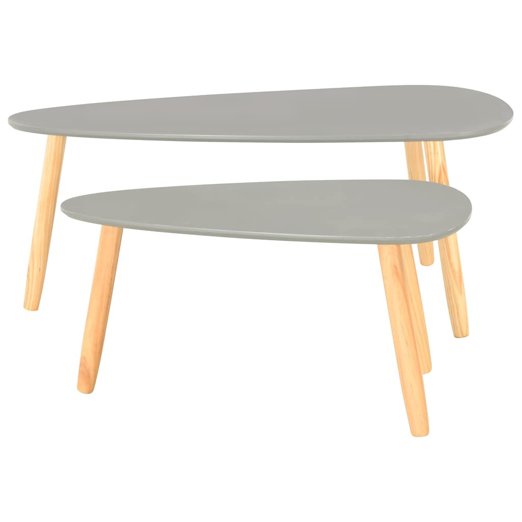 Coffee tables 2 pcs. Gray pine solid wood